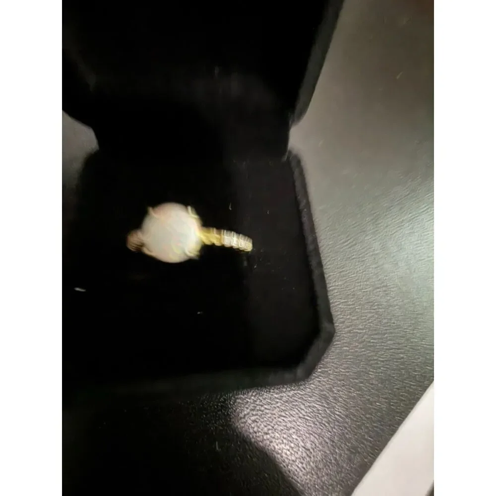 .925 opal and rhinestone ring size 8.5